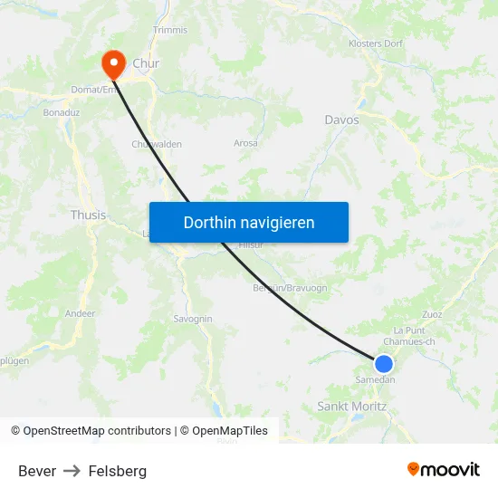 Bever to Felsberg map