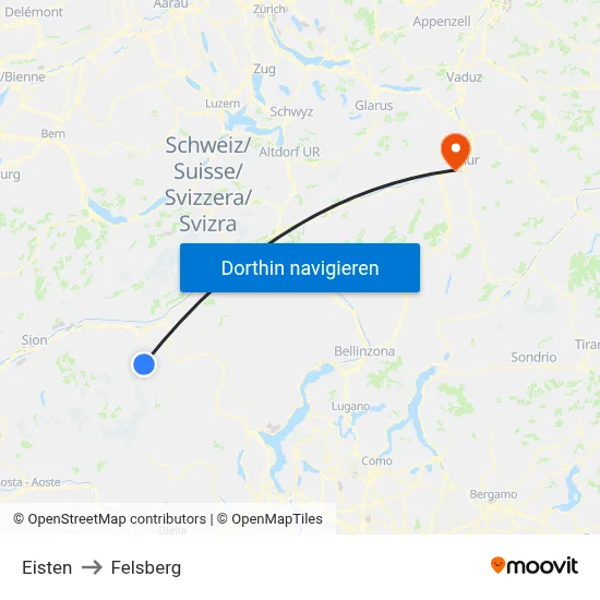 Eisten to Felsberg map