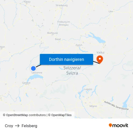 Croy to Felsberg map