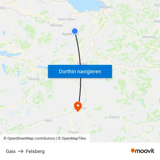 Gais to Felsberg map