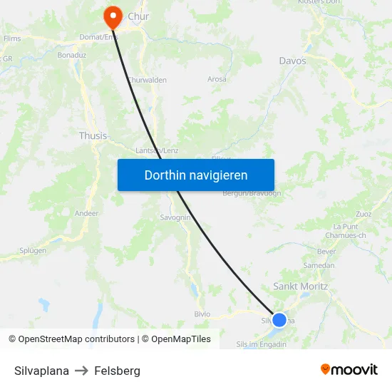 Silvaplana to Felsberg map