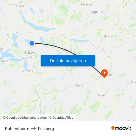 Rothenthurm to Felsberg map
