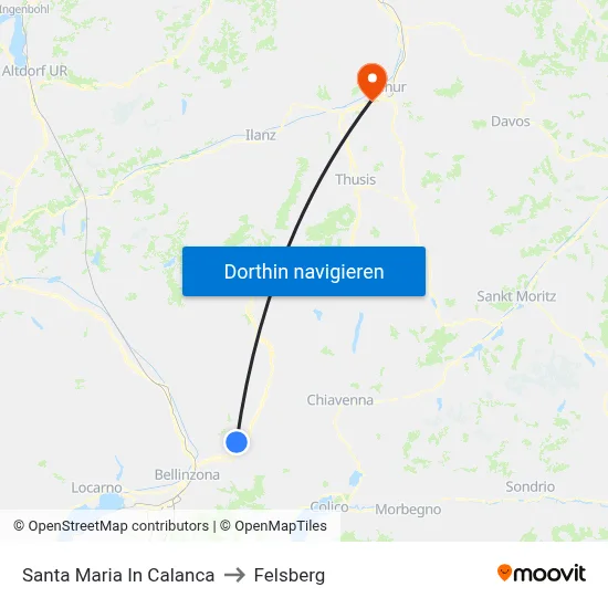 Santa Maria In Calanca to Felsberg map