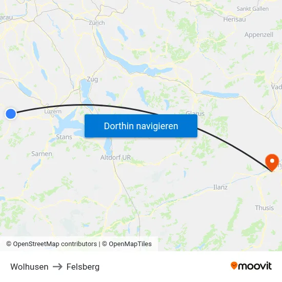 Wolhusen to Felsberg map