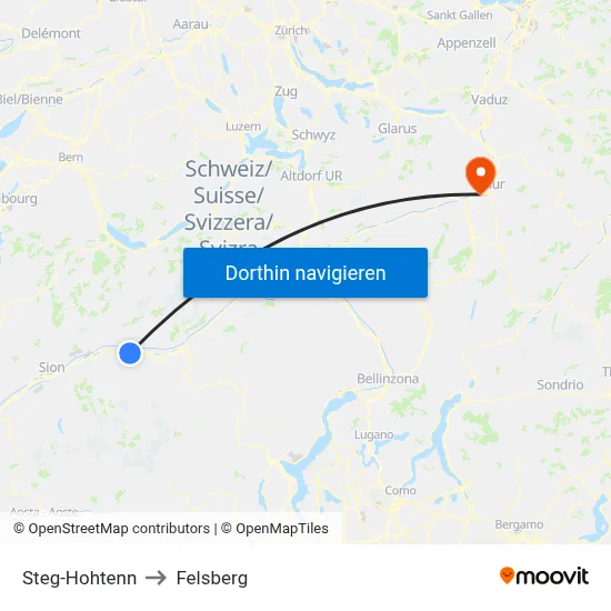Steg-Hohtenn to Felsberg map