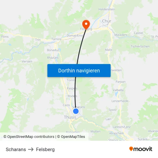 Scharans to Felsberg map
