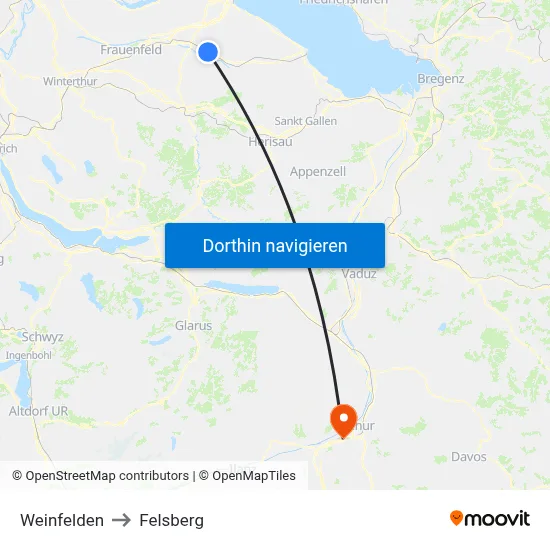Weinfelden to Felsberg map