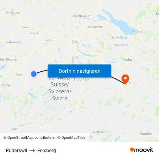 Rüderswil to Felsberg map