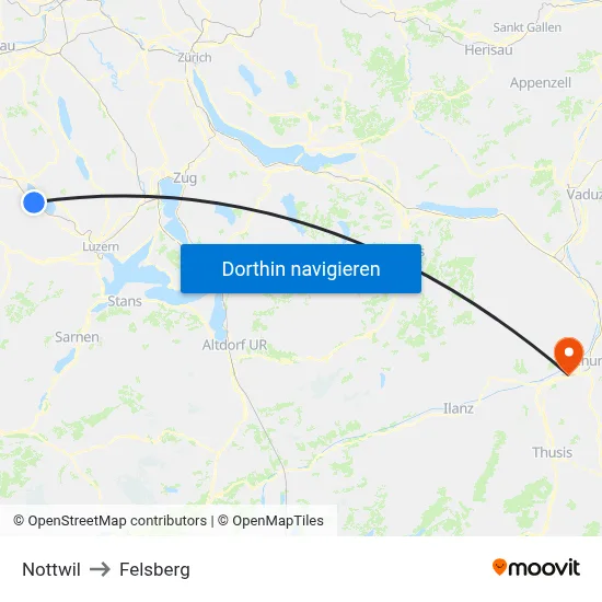 Nottwil to Felsberg map
