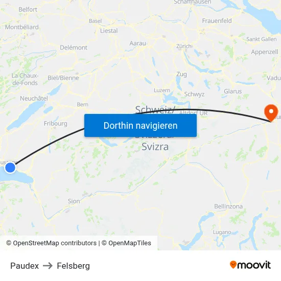 Paudex to Felsberg map