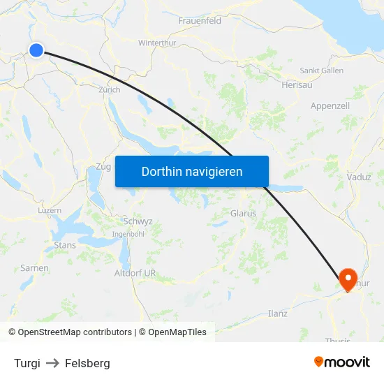 Turgi to Felsberg map
