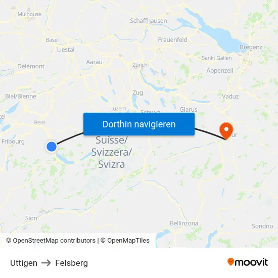 Uttigen to Felsberg map
