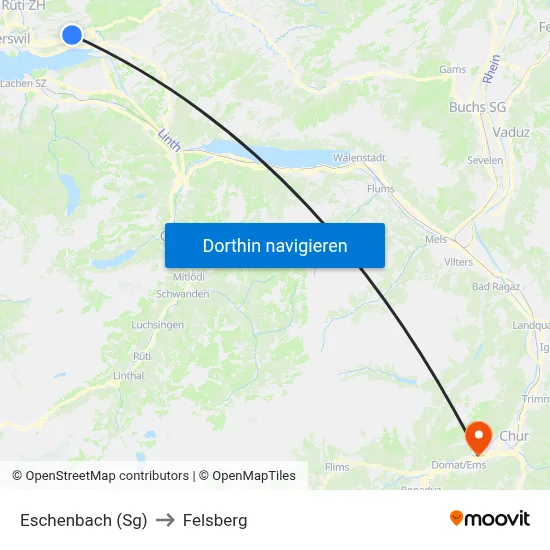 Eschenbach (Sg) to Felsberg map
