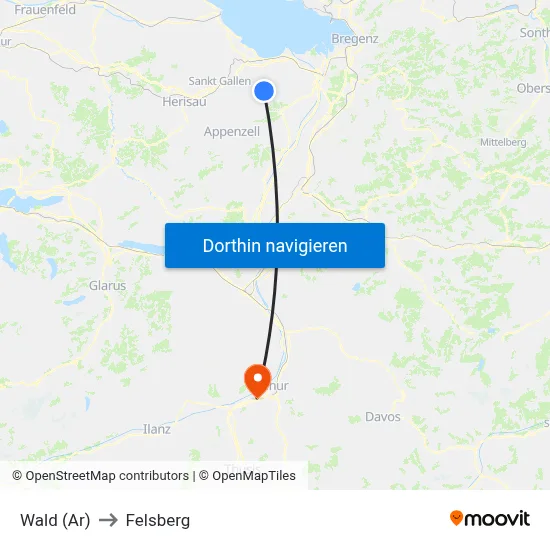 Wald (Ar) to Felsberg map