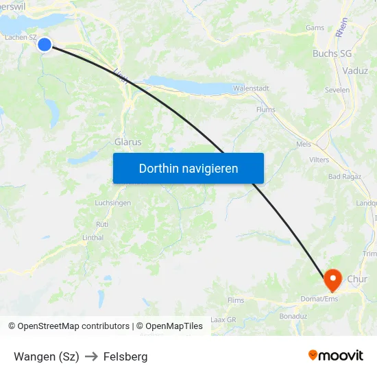 Wangen (Sz) to Felsberg map
