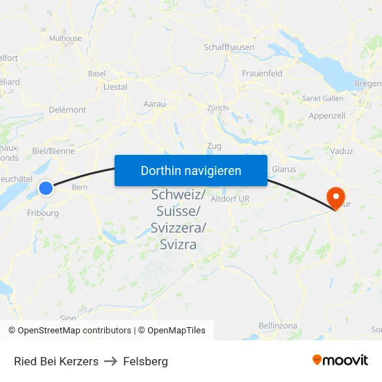 Ried Bei Kerzers to Felsberg map