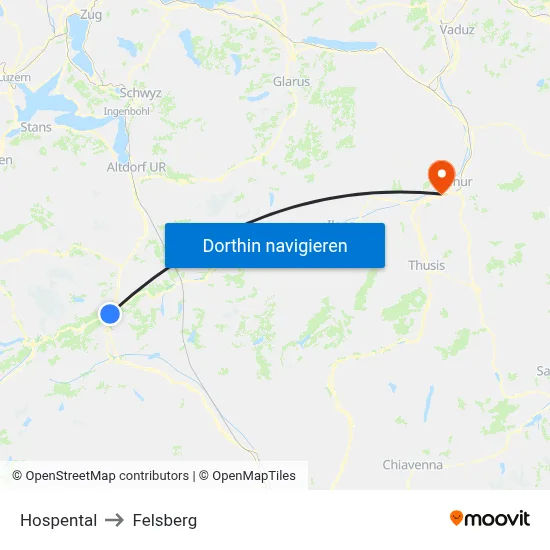 Hospental to Felsberg map