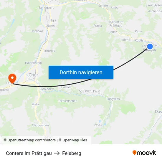 Conters Im Prättigau to Felsberg map