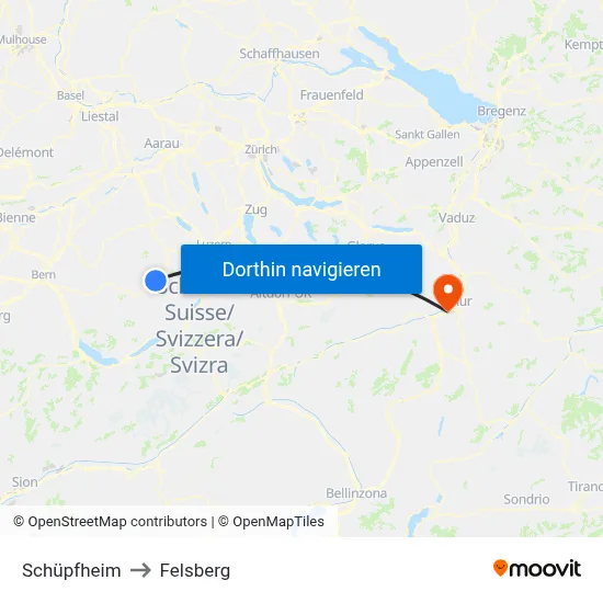 Schüpfheim to Felsberg map