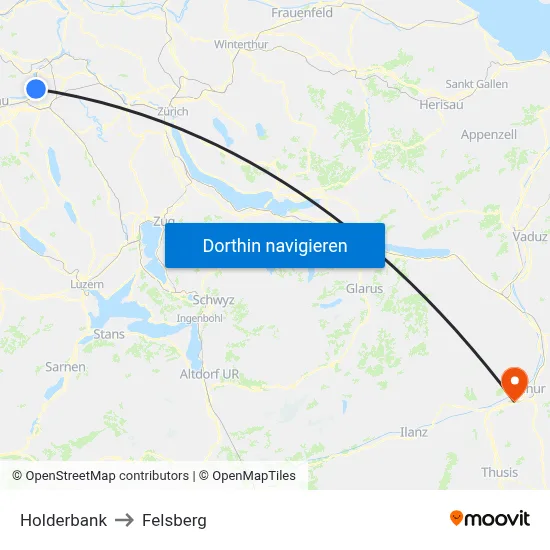 Holderbank to Felsberg map