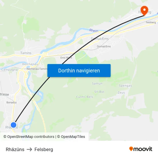 Rhäzüns to Felsberg map