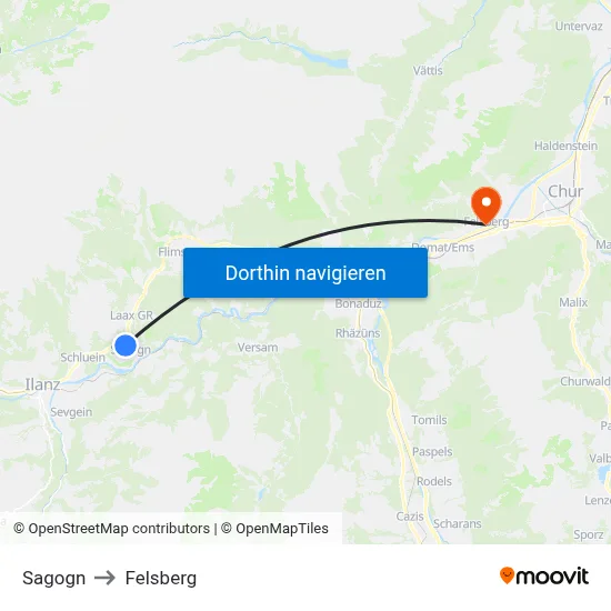 Sagogn to Felsberg map
