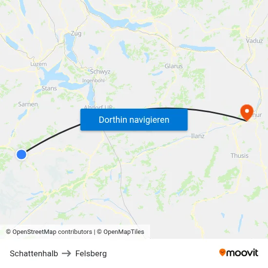Schattenhalb to Felsberg map