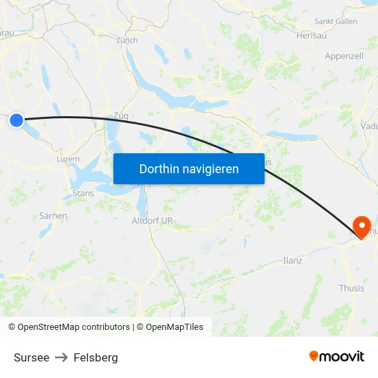 Sursee to Felsberg map