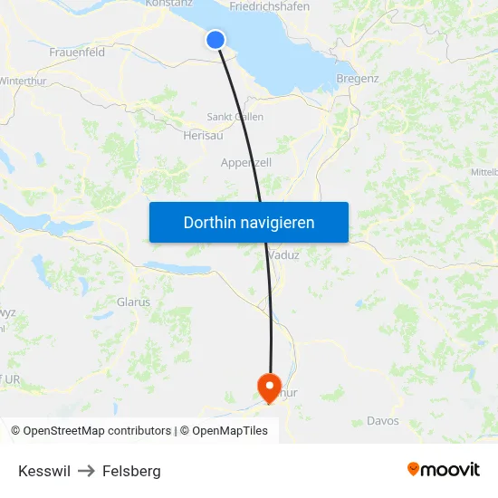 Kesswil to Felsberg map