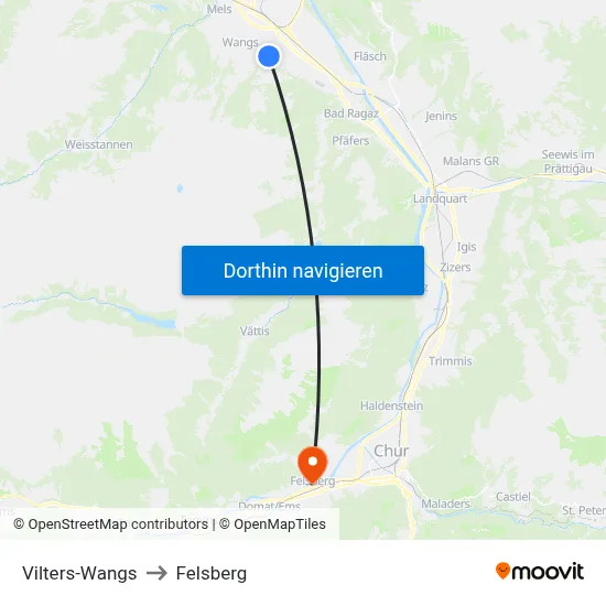 Vilters-Wangs to Felsberg map