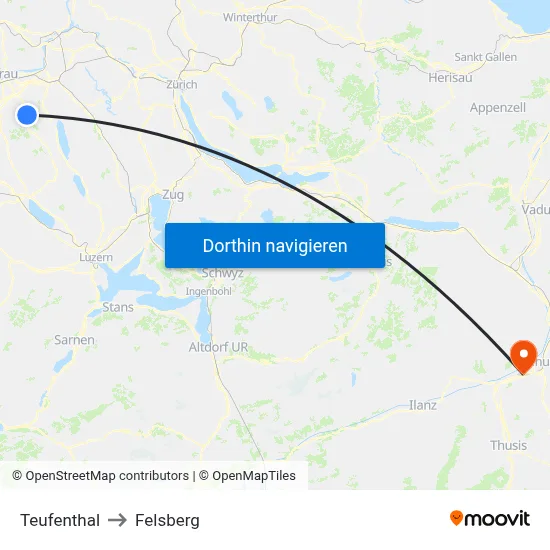 Teufenthal to Felsberg map