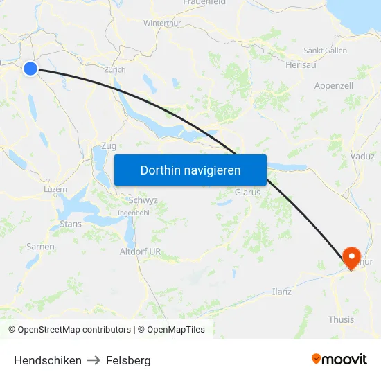 Hendschiken to Felsberg map