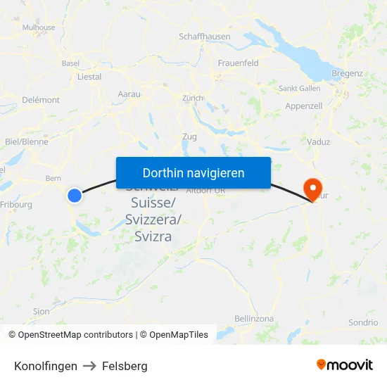 Konolfingen to Felsberg map