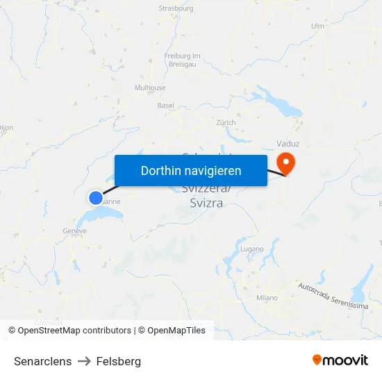 Senarclens to Felsberg map
