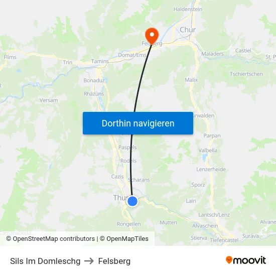 Sils Im Domleschg to Felsberg map