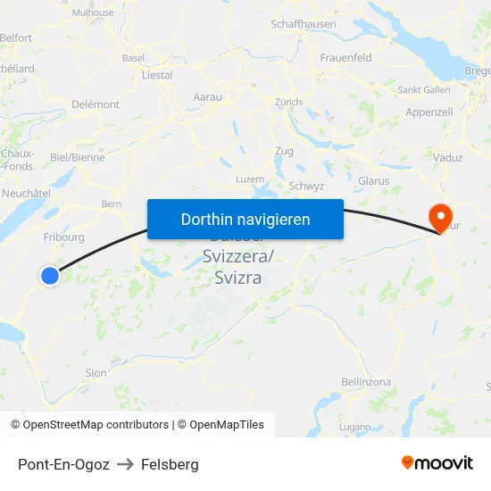 Pont-En-Ogoz to Felsberg map