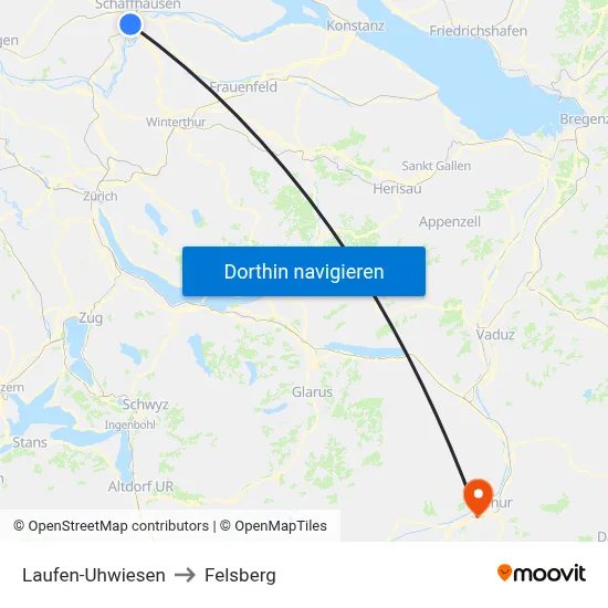 Laufen-Uhwiesen to Felsberg map