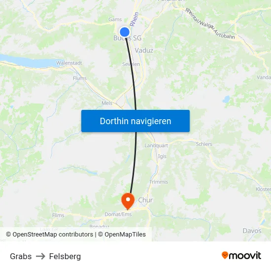 Grabs to Felsberg map