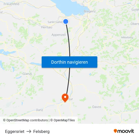Eggersriet to Felsberg map