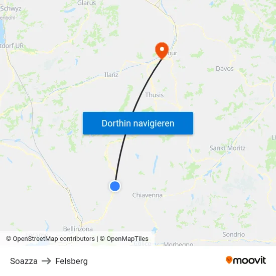 Soazza to Felsberg map