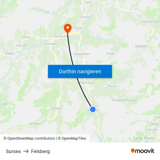 Surses to Felsberg map