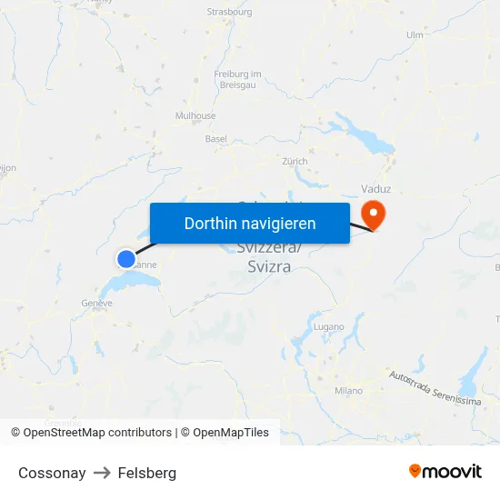 Cossonay to Felsberg map