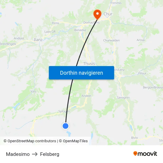 Madesimo to Felsberg map
