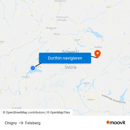 Chigny to Felsberg map