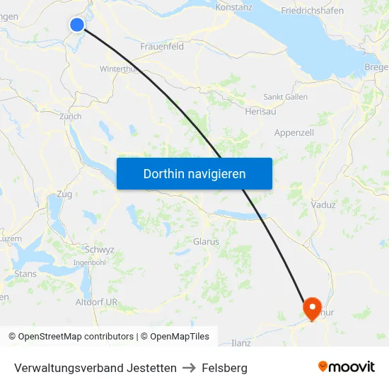 Verwaltungsverband Jestetten to Felsberg map