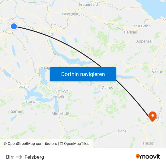 Birr to Felsberg map