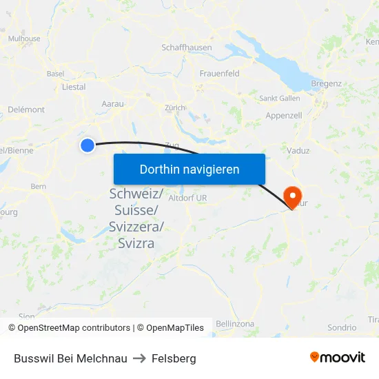Busswil Bei Melchnau to Felsberg map