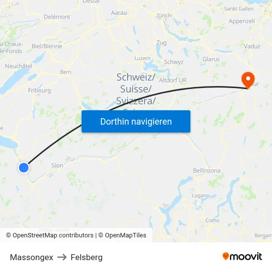 Massongex to Felsberg map