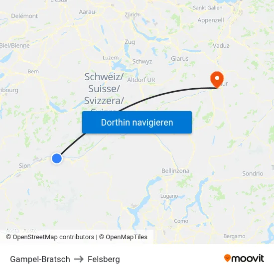 Gampel-Bratsch to Felsberg map