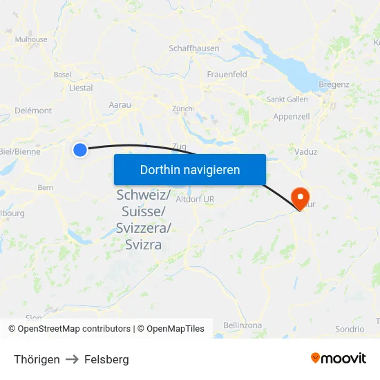 Thörigen to Felsberg map